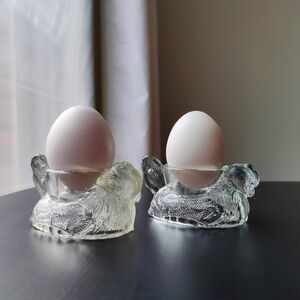 Two Vintage Glass Hen Shaped Egg 🥚 Holders